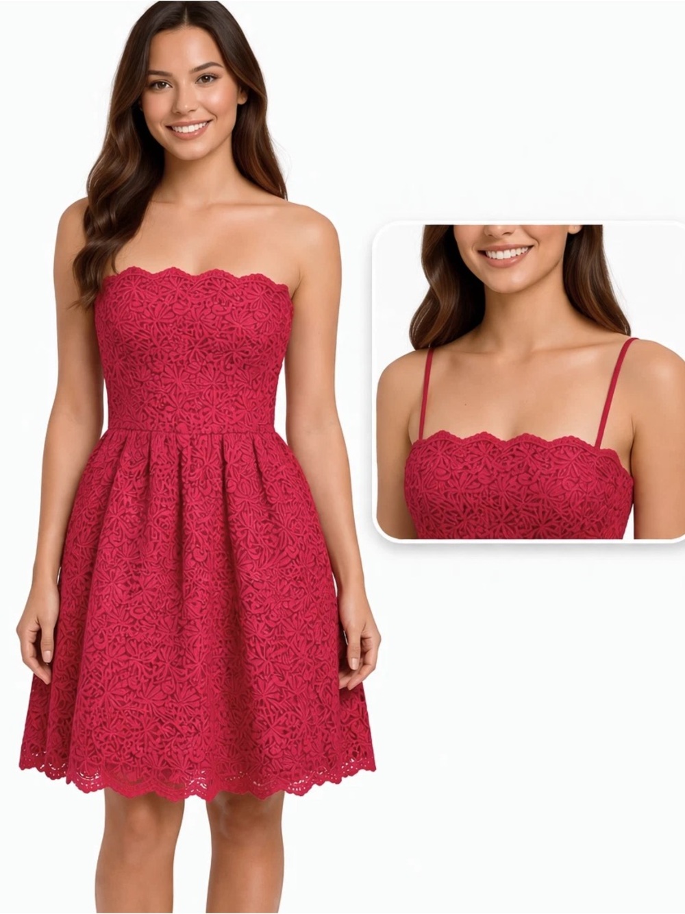 NWT Jill Stuart Chic Raspberry Crochet Strapless Cocktail Party Sz 6 Dress